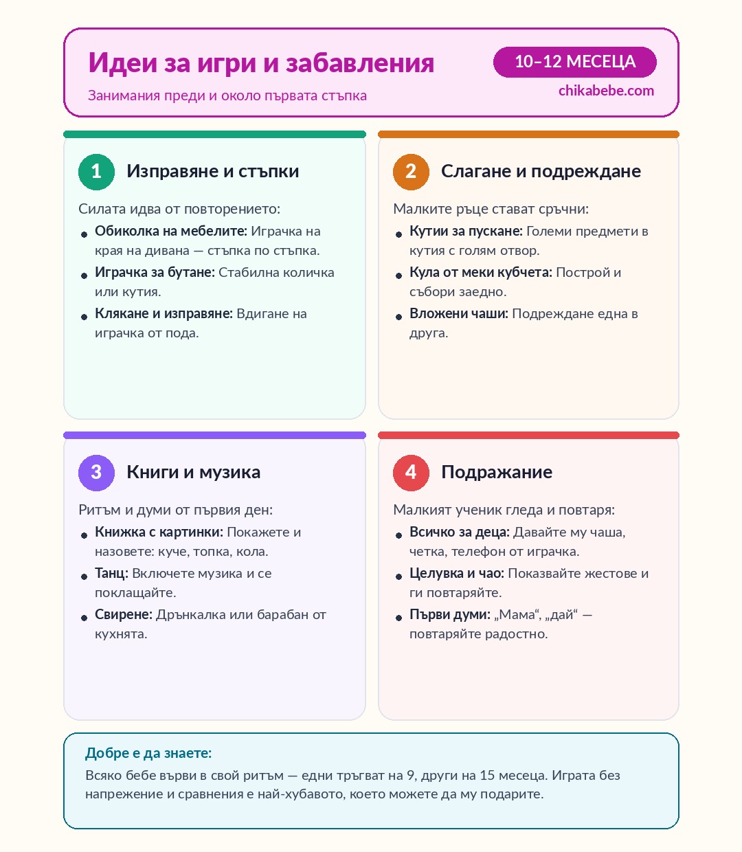 Идеи за игри и забавления — 10–12 месеца