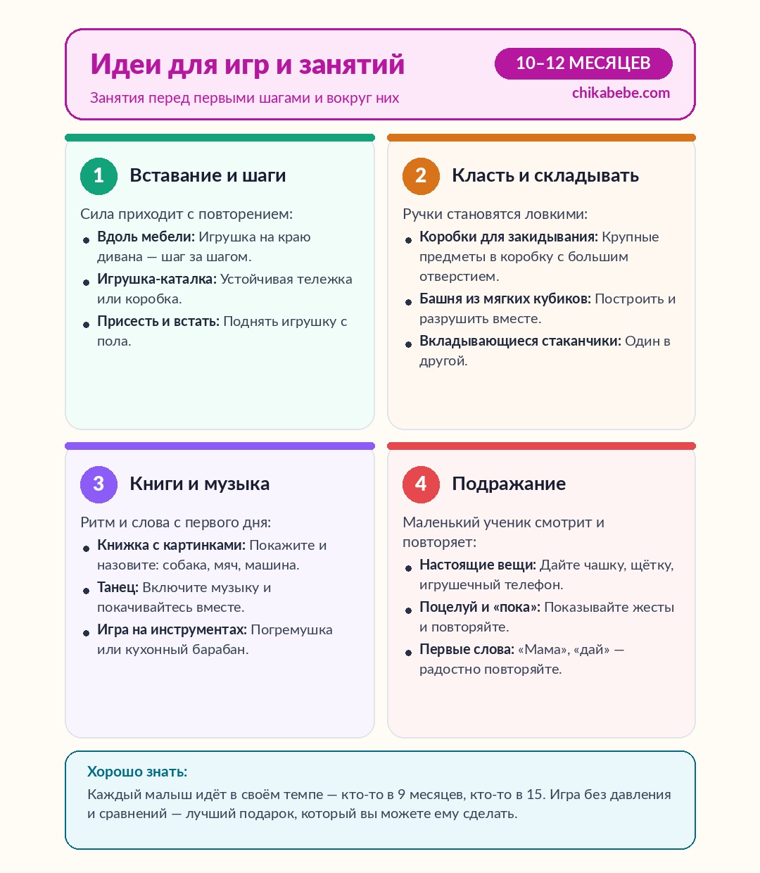 Идеи для игр и занятий — 10–12 месяцев