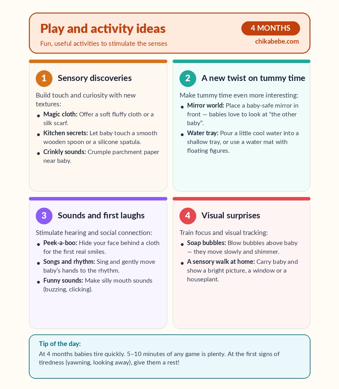 Play and activity ideas — 4 months
