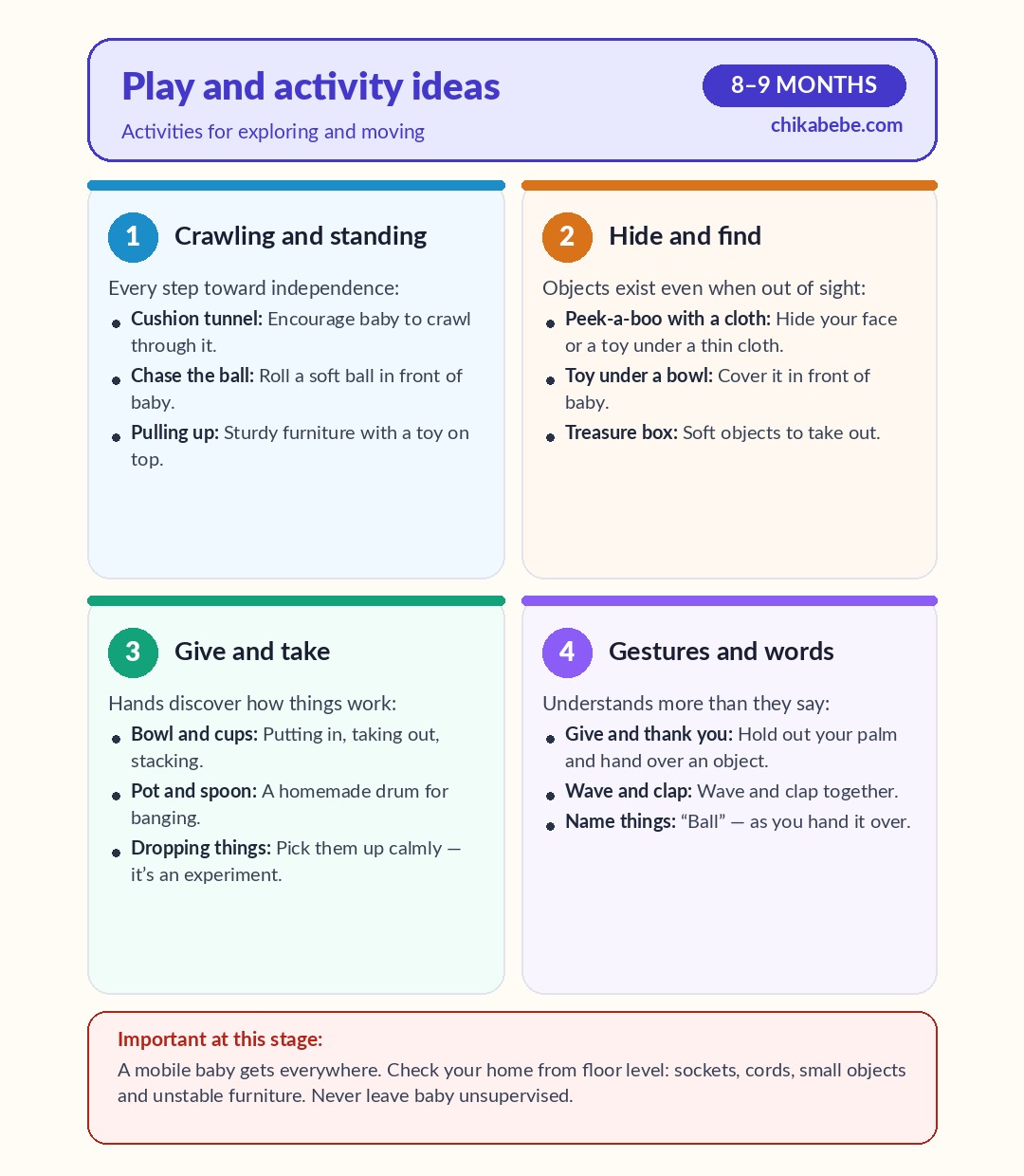 Play and activity ideas — 8–9 months